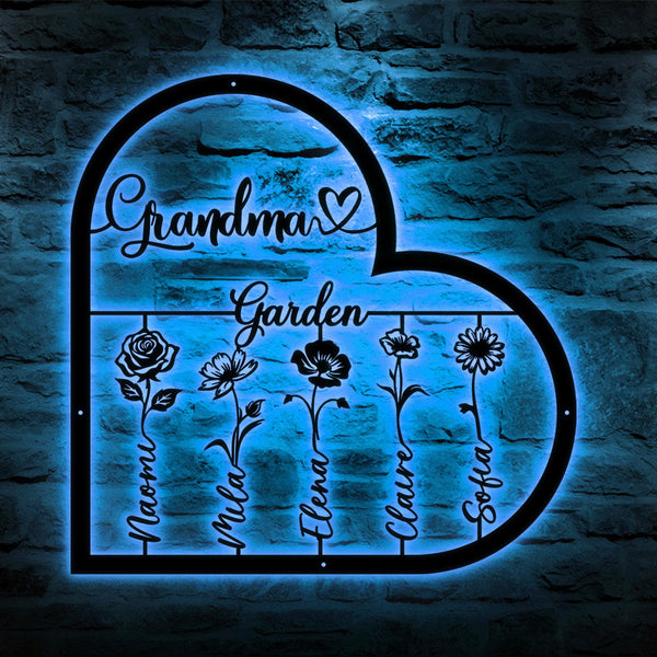 Custom Birth Month Flower Sign, Garden Metal Sign, Mother's Day Gift, Dad's Floral Garden Decor, Steel Love Grows Here, Gardener Name Sign