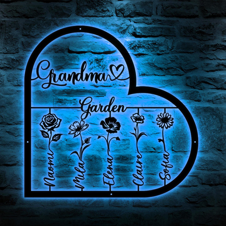 Custom Birth Month Flower Sign, Garden Metal Sign, Mother's Day Gift, Dad's Floral Garden Decor, Steel Love Grows Here, Gardener Name Sign