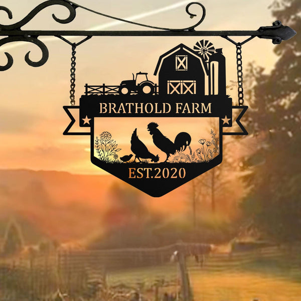 Personalized Chicken Farm Name Sign, Chicken coop Wall Art, Custom Chicken Metal Sign, Farmhouse Decor, Farm Decor, Hen House Coop Sign