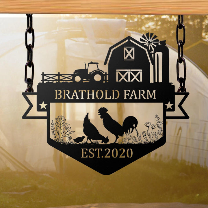 Personalized Chicken Farm Name Sign, Chicken coop Wall Art, Custom Chicken Metal Sign, Farmhouse Decor, Farm Decor, Hen House Coop Sign