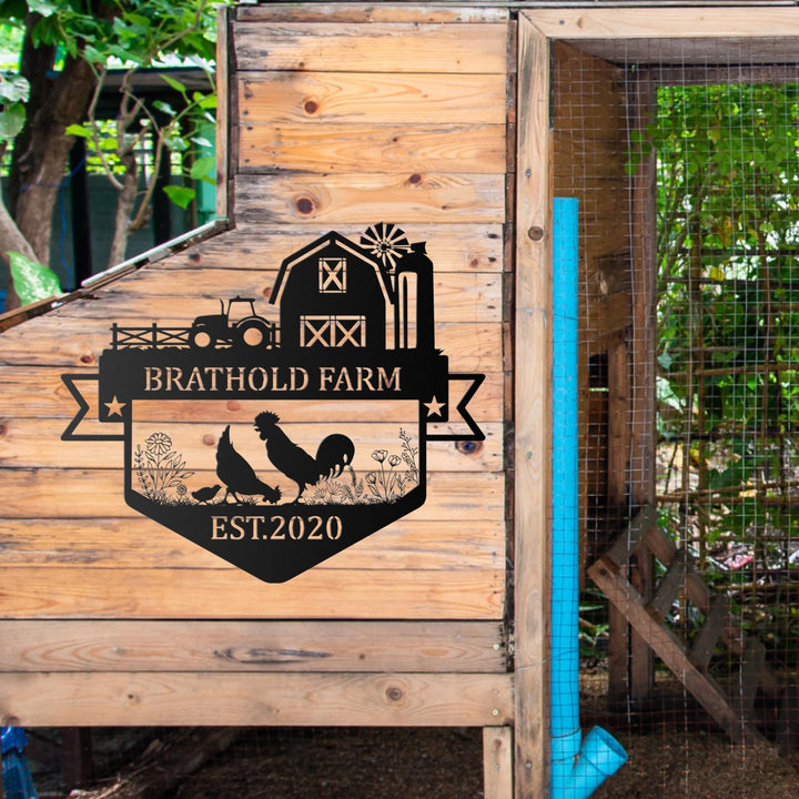 Personalized Chicken Farm Name Sign, Chicken coop Wall Art, Custom Chicken Metal Sign, Farmhouse Decor, Farm Decor, Hen House Coop Sign