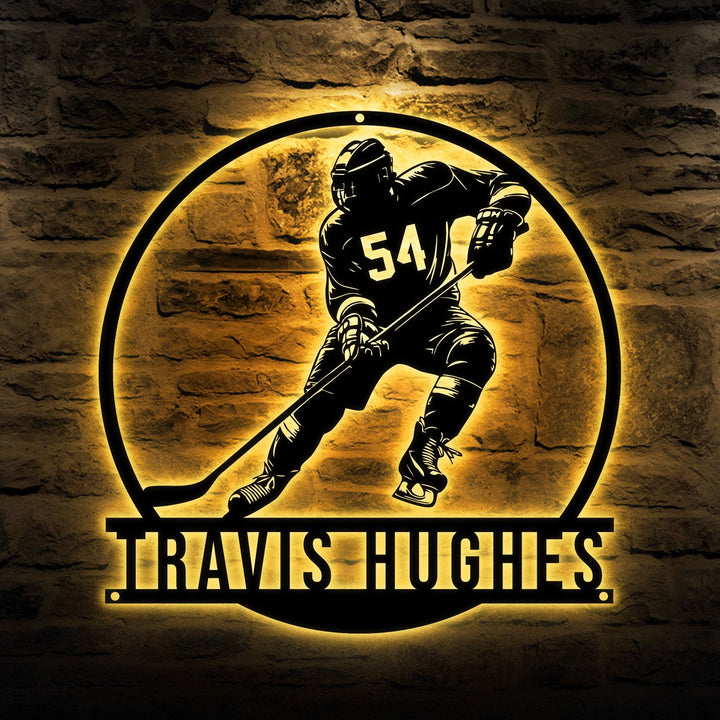 Personalized Hockey Name Sign, Metal LED Wall Art, Hockey Name Sign, Sports Name Sign, Gift For Hockey Players, Hockey Gift, Sports Wall Art