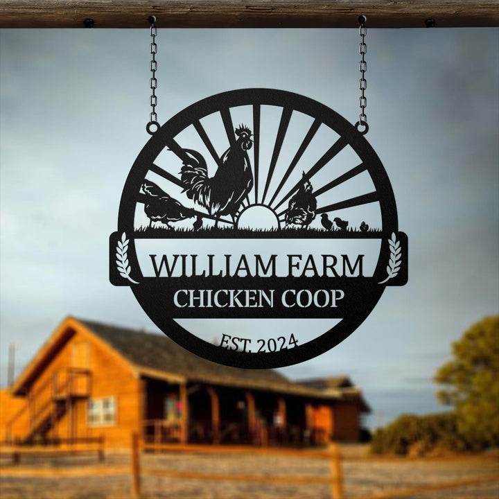 Personalized Chicken Farm Metal Sign, Chicken Coop Sign, Custom Chicken Farm Sign, Farm Coop Sign, Family Name Chicken Coop Sign, Farm Sign