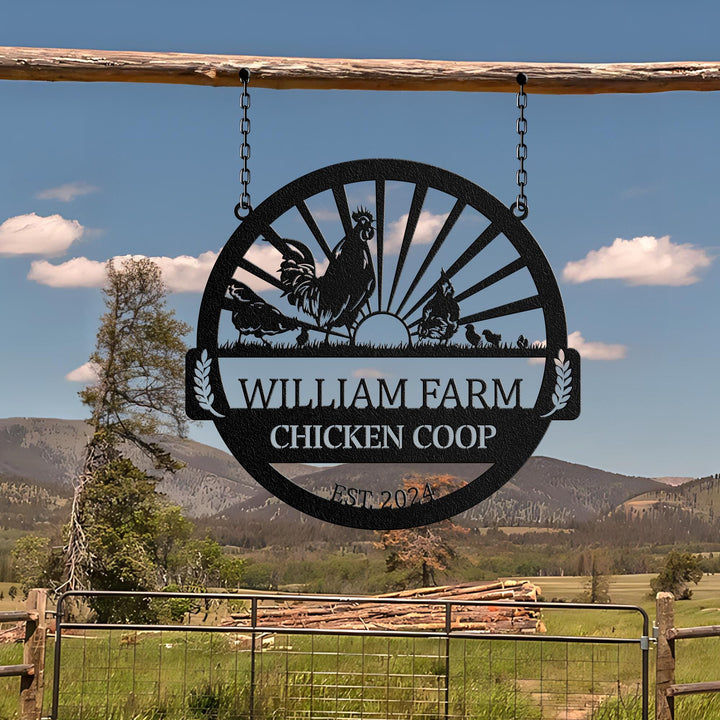 Personalized Chicken Farm Metal Sign, Chicken Coop Sign, Custom Chicken Farm Sign, Farm Coop Sign, Family Name Chicken Coop Sign Mothers Day