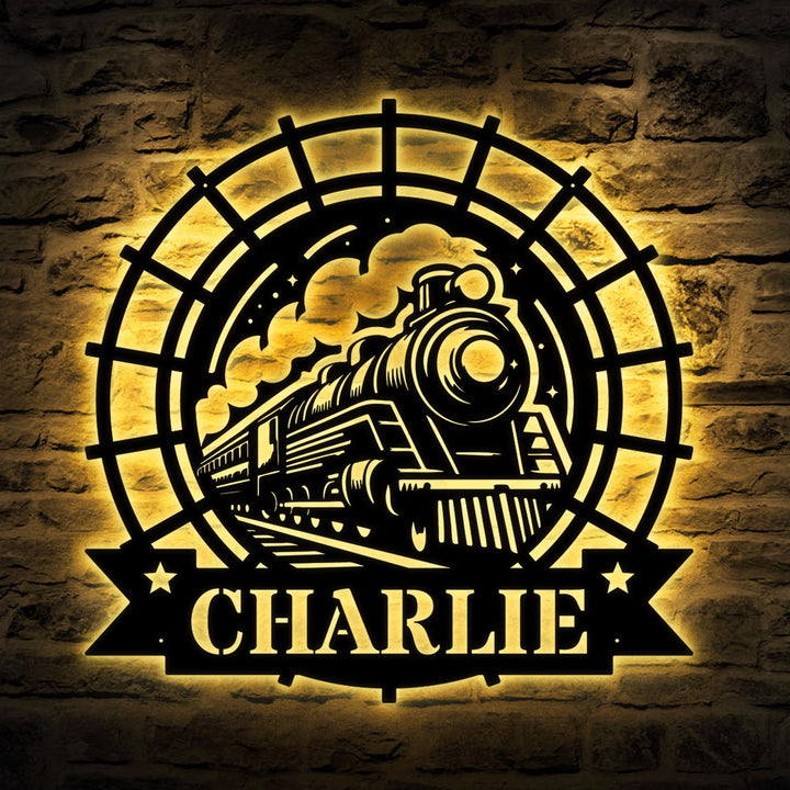 Custom Train Metal Wall LED Lights, Railroad Wall Decor, Railroad Sign, Man Cave Decor, Train Driver Gift, Housewarming Gift, Home Decor