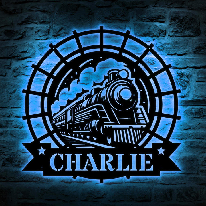 Custom Train Metal Wall LED Lights, Railroad Wall Decor, Railroad Sign, Man Cave Decor, Train Driver Gift, Housewarming Gift, Home Decor
