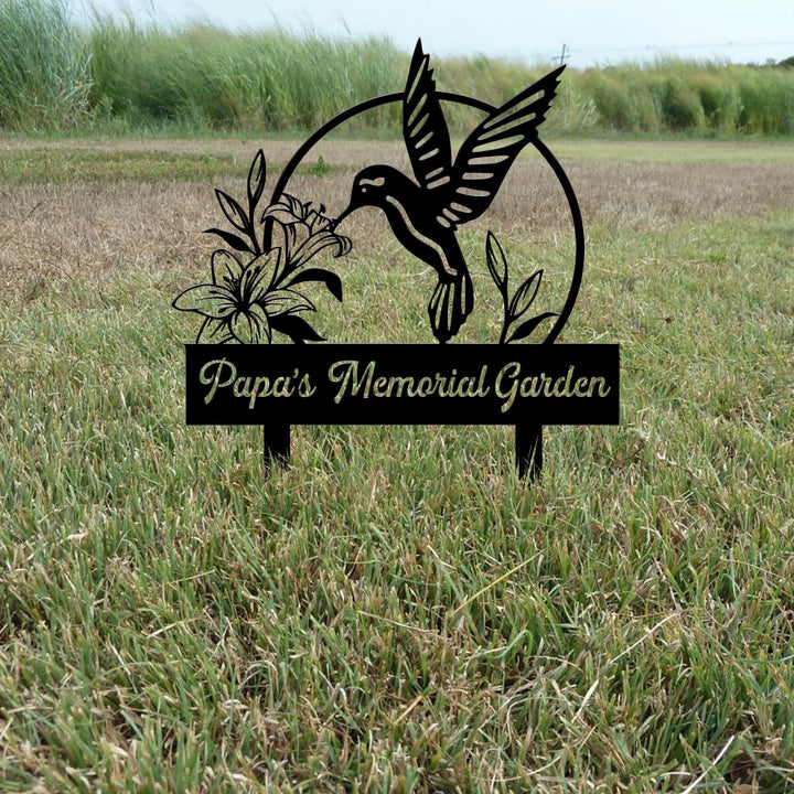 Custom Hummingbird Metal Garden Sign, Bird with Stakes Garden Sign,Personalized Garden Sign,Custom Garden Name Sign,Home Gift, Gift for Mom