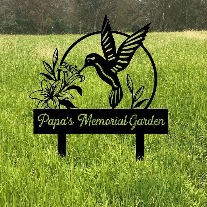 Custom Hummingbird Metal Garden Sign, Bird with Stakes Garden Sign,Personalized Garden Sign,Custom Garden Name Sign,Home Gift, Gift for Mom