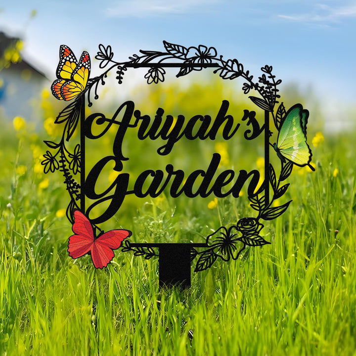 Personalized Butterfly Metal Garden Stake, Custom Garden Decoration, Flower Garden Metal Stake, Butterfly Lover Gift, Yard Sign Garden Stake