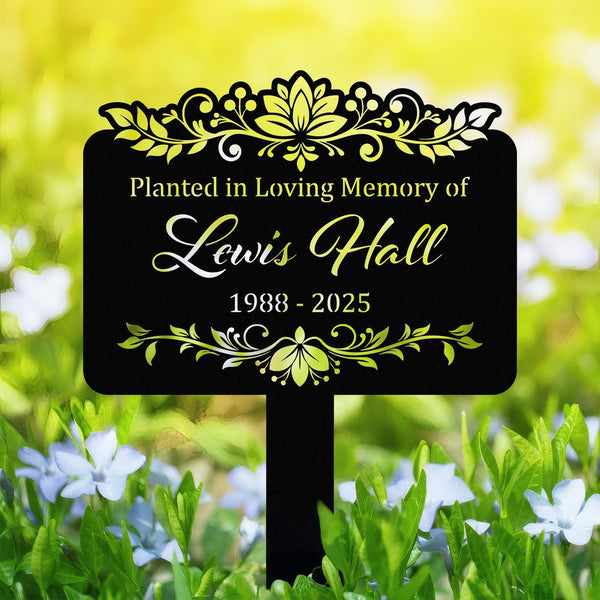 Custom Memorial Tree Sign With Stake, Floral Metal Name Plate, Metal Memorial Marker, Tree Plaque Marker, Dad Mom Loss, Sympathy Sign