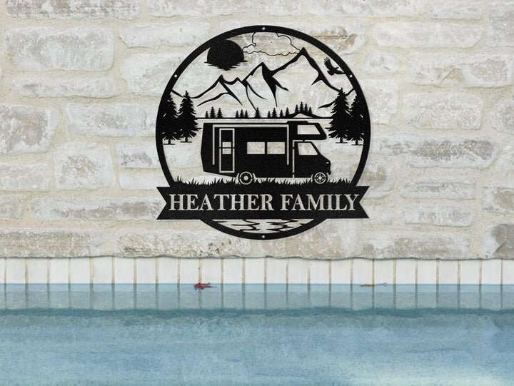 Personalized Travel Trailer Camper Outdoor Sign , Metal Camper Decor, Camping Gift, Happy Campers Sign, Personalized Family Name Camping