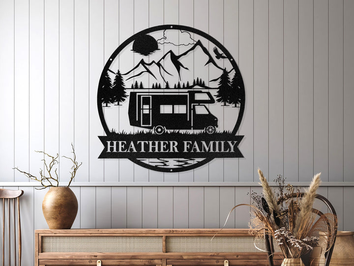 Personalized Travel Trailer Camper Outdoor Sign , Metal Camper Decor, Camping Gift, Happy Campers Sign, Personalized Family Name Camping