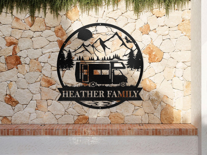 Personalized Travel Trailer Camper Outdoor Sign , Metal Camper Decor, Camping Gift, Happy Campers Sign, Personalized Family Name Camping