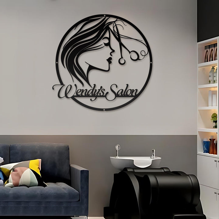 Personalized Hair Salon Metal Sign, Custom Stylist Name Sign, Hairdresser Wall Art, Beauty Salon Decor, Barber Shop Sign, Hairstylist Gift