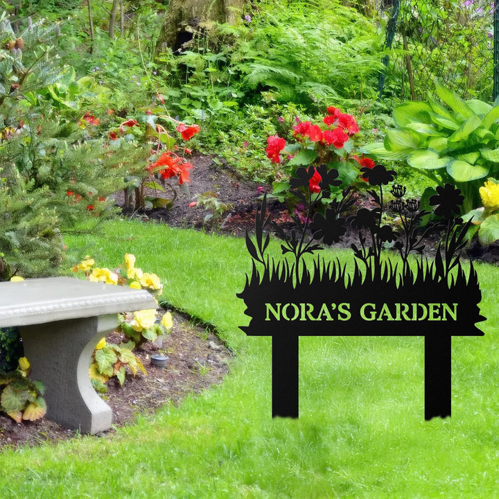Personalized Floral Metal Garden Stake Sign, Flower Themed Garden Metal Stake, Garden Lover Gift, Metal Garden Sign, Yard Garden Stake