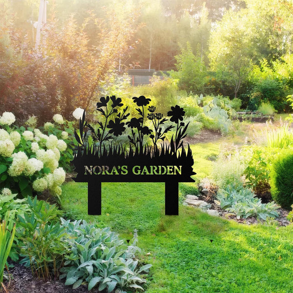 Personalized Floral Metal Garden Stake Sign, Flower Themed Garden Metal Stake, Garden Lover Gift, Metal Garden Sign, Yard Garden Stake