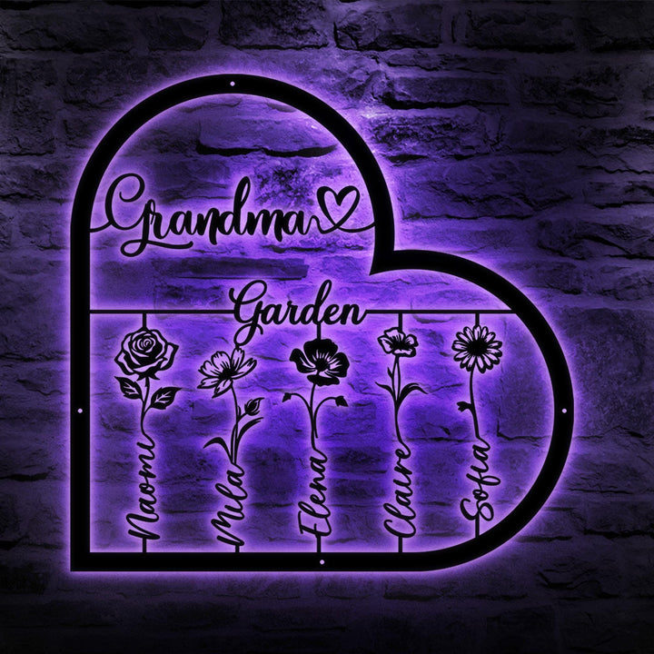 Custom Birth Month Flower Sign, Garden Metal Decor, Mother's Day Gift, Dad's Floral Garden Decor, Steel Love Grows Here, Gardener Name Sign