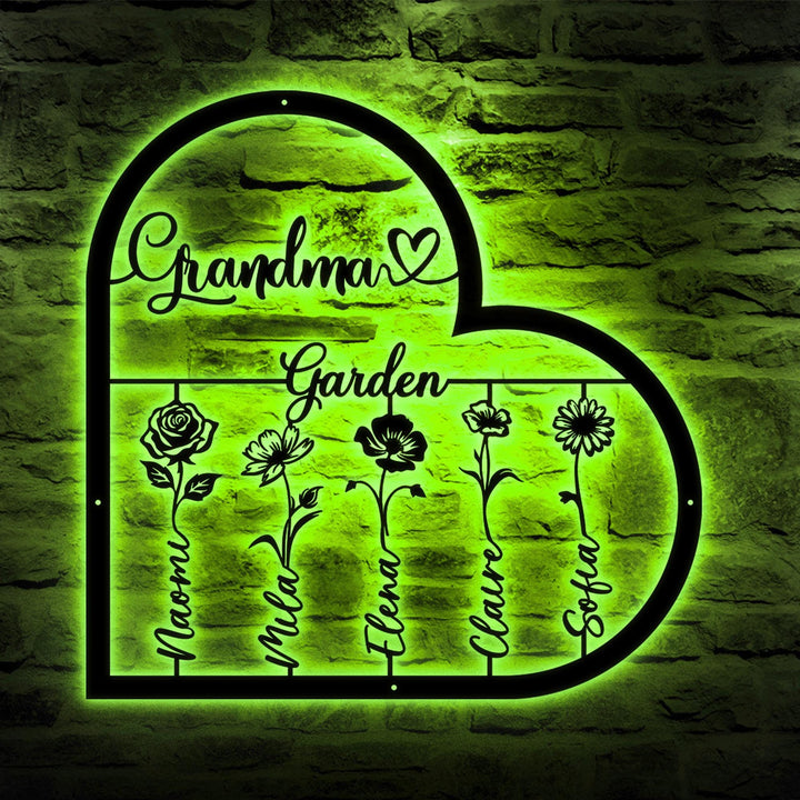 Custom Birth Month Flower Sign, Garden Metal Decor, Mother's Day Gift, Dad's Floral Garden Decor, Steel Love Grows Here, Gardener Name Sign