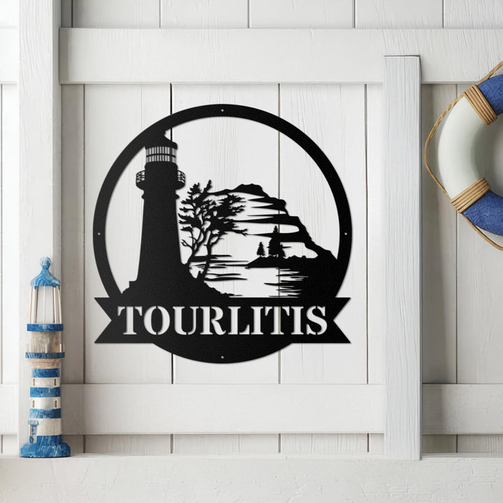 Custom Lighthouse Metal Wall Art Personalized Lighthouse Name Sign Home Decor Lighthouse Metal Sign Nautical Beach House Decor Birthday Gift