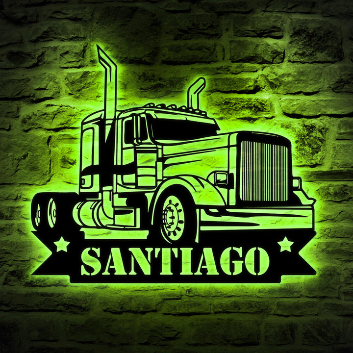 Custom Metal Semi Truck Driver Sign with Led Light, Truck Driver Gift, Semi Truck Wall Decor, Father's Day Gift, Trucking Company Wall Art