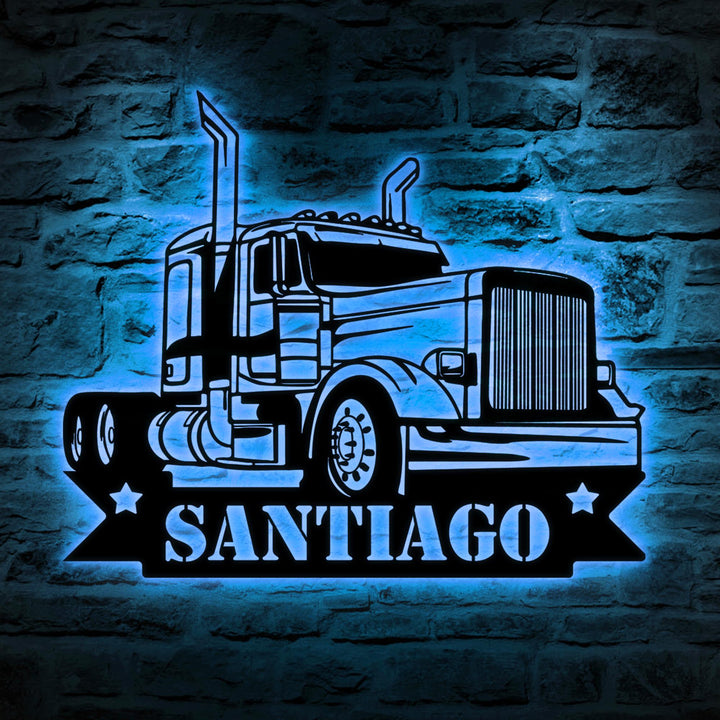 Custom Metal Semi Truck Driver Sign with Led Light, Truck Driver Gift, Semi Truck Wall Decor, Father's Day Gift, Trucking Company Wall Art
