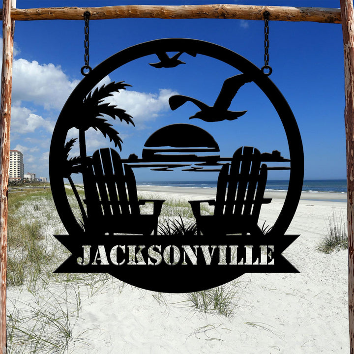 Custom Beach Decor, Nautical Decor, Lake House Decor, Summer Beach House Sign, Metal Coastal Decor, Outdoor Sign Sunset Beach Metal Sign