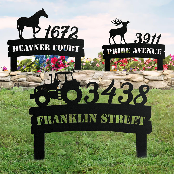 Personalized Lawn Metal Address Sign, House Number Sign, Metal Address Plaque, Custom Metal Address Sign, Yard Sign, Address Metal Stake