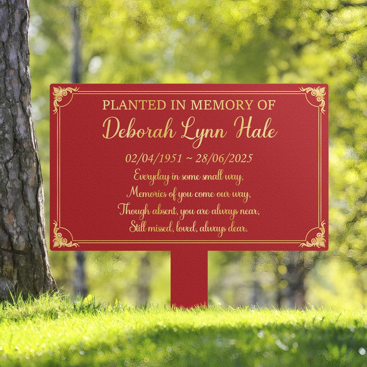 Memorial Plaque Stake, Sturdy Metal Grave Marker, Remembrance Plaque in Black, Gold and Silver, Outdoor, Indoor Memorial Plate, Personalized