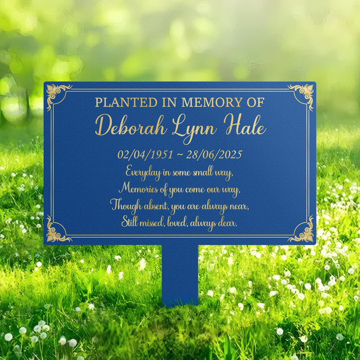 Memorial Plaque Stake, Sturdy Metal Grave Marker, Remembrance Plaque in Black, Gold and Silver, Outdoor, Indoor Memorial Plate, Personalized