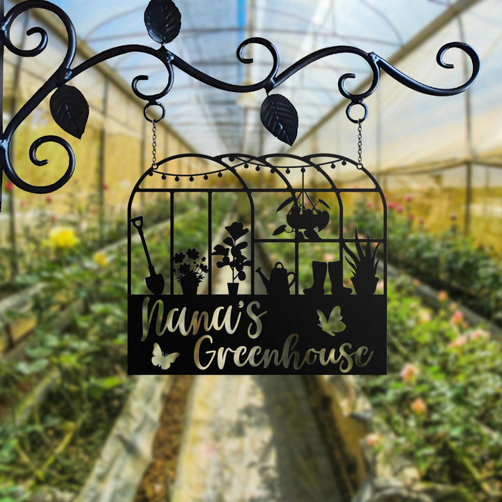 Custom Metal Greenhouse Sign, Personalized Hanging Garden Sign, BackYard Decor, Greenhouse Name Sign, Retro Garden Plaque, Mom's Gift