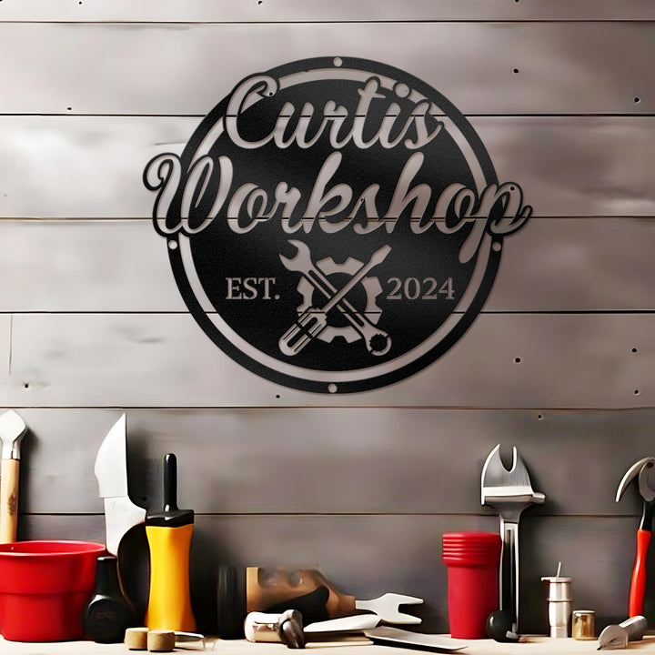 Dad's Workshop, Gift For Dad, Papas Work Shop Metal Sign, Garage Sign, Shop Sign For Dad Fathers Day Gift, Gift for Dad, Gift for Grandpa