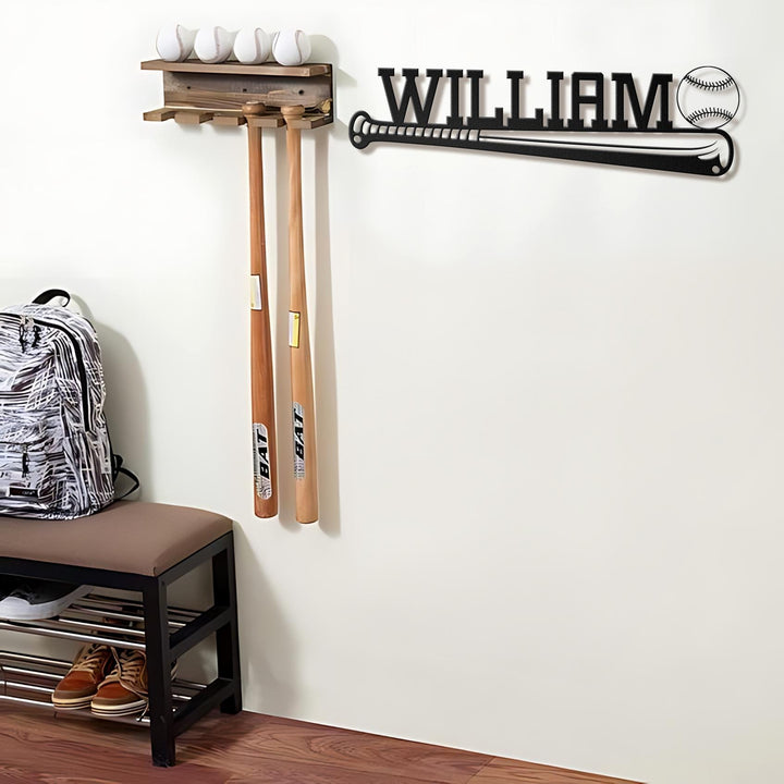Custom Baseball Bat Metal Sign, Baseball Player Gift, Baseball Metal LED Wall Art, Gift For Kid, Custom Kid Name, Home Decor, Wall Hanger