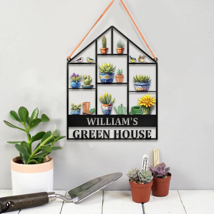Custom Greenhouse Metal Sign, Personalized Hanging Garden Sign, Greenhouse Name Sign, Gift For Mom, Conservatory Sign Gift, Mothers Day Gift
