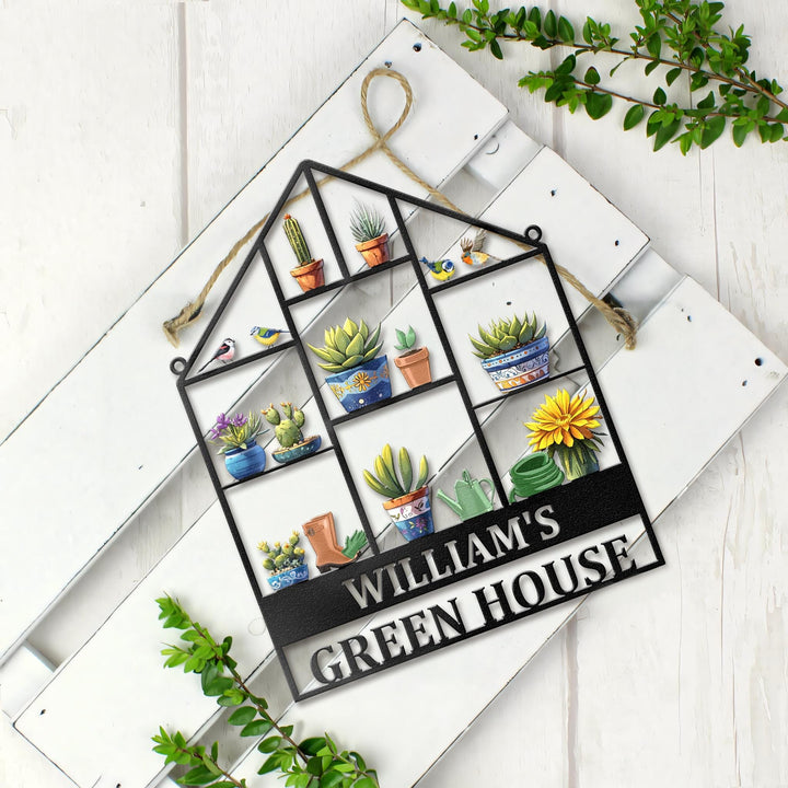Custom Greenhouse Metal Sign, Personalized Hanging Garden Sign, Greenhouse Name Sign, Gift For Mom, Conservatory Sign Gift, Mothers Day Gift