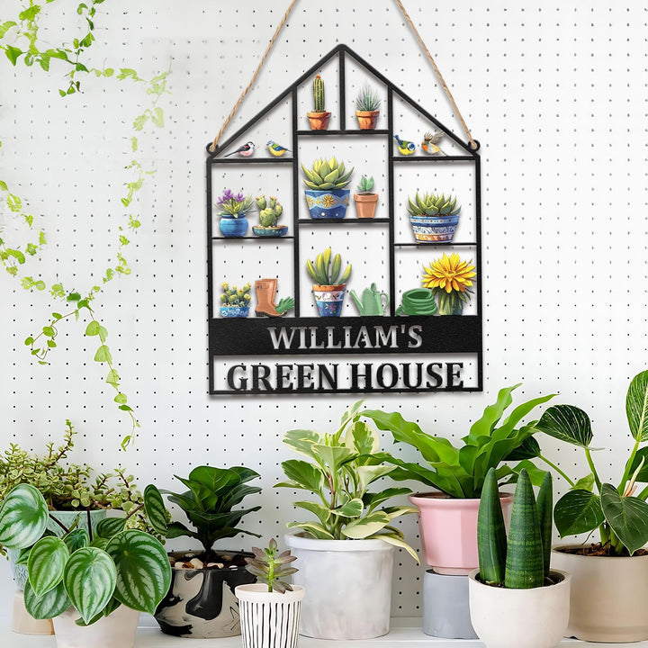 Custom Greenhouse Metal Sign, Personalized Hanging Garden Sign, Greenhouse Name Sign, Gift For Mom, Conservatory Sign Gift, Mothers Day Gift