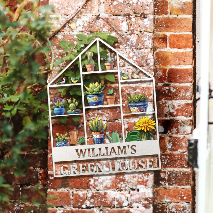 Custom Greenhouse Metal Sign, Personalized Hanging Garden Sign, Greenhouse Name Sign, Gift For Mom, Conservatory Sign Gift, Mothers Day Gift