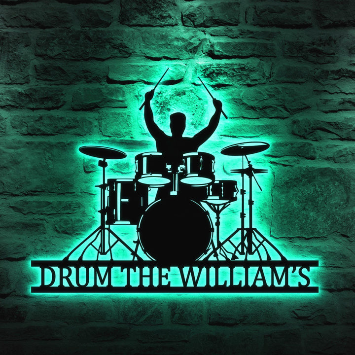 Custom Drum Metal Wall Art With LED Lights, Custom Drummer Metal Signs, Drum Neon Metal Wall Decor, Drummer Neon Wall Hanging, Drummer Gifts