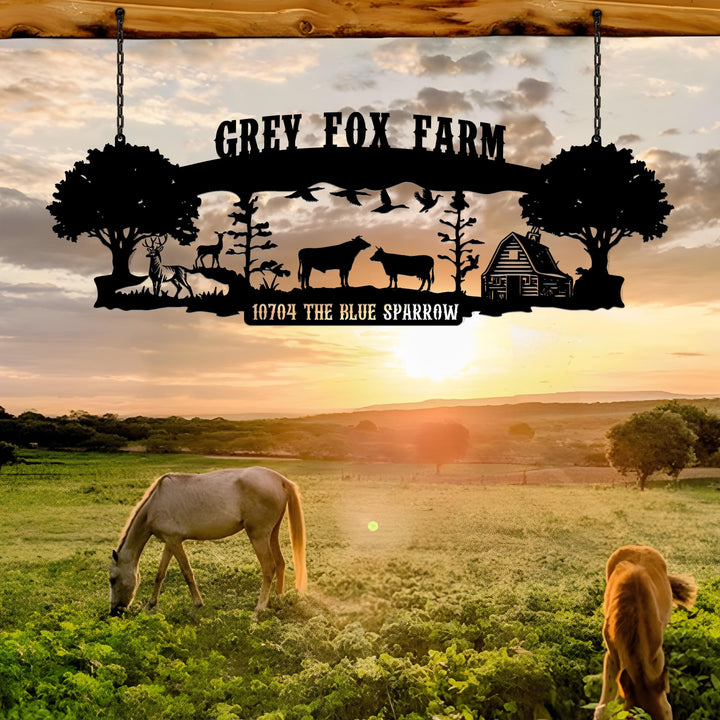 Custom Ranch House Metal Sign, Personalized Farmhouse Unique Metal Name, Ranch Name Metal Sign, Best Anniversary Gift, Family Gift,Farm Sign