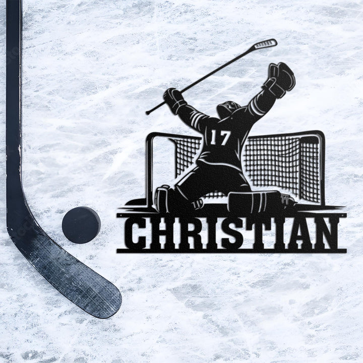 Hockey Goalie Metal Sign With LED Lights, Hockey Player Neon Sign Wall Decor, Hockey Sign, Custom Air Hockey Name Metal Sign, Hockey Gift