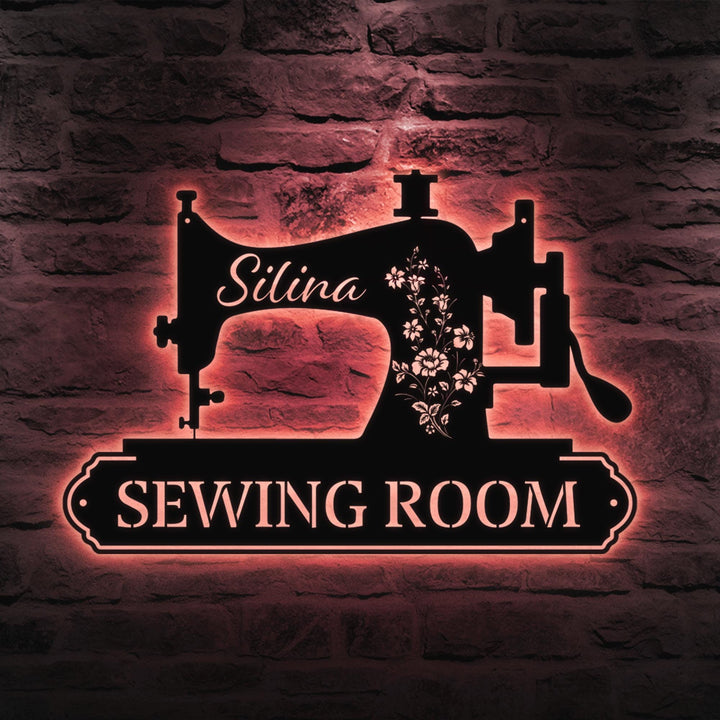 Personalized Sewing Metal LED Sign, Custom Quilting Sign, gift for grandma, Sewing Machine Sign, Sewing Room Decor, Gift For Mom,Mothers Day