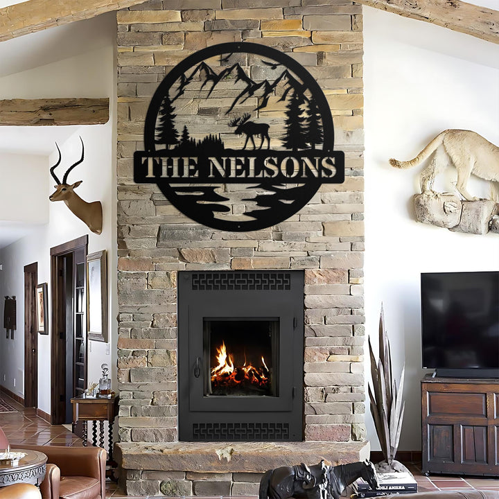 Personalized Metal Moose Sign, Lakehouse Cabin Decor,  Moose Wall Art with Last Name, Rustic Cabin Decor, Outdoor Name Sign, Dad Gift