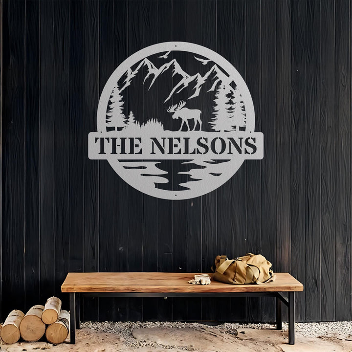Personalized Metal Moose Sign, Lakehouse Cabin Decor,  Moose Wall Art with Last Name, Rustic Cabin Decor, Outdoor Name Sign, Dad Gift