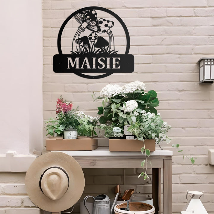 Personalized Mushrooms Monogram Metal Sign Art, Custom Mushrooms Metal Sign, Mushrooms Sign Decoration For Living Room, Led Mushrooms sign