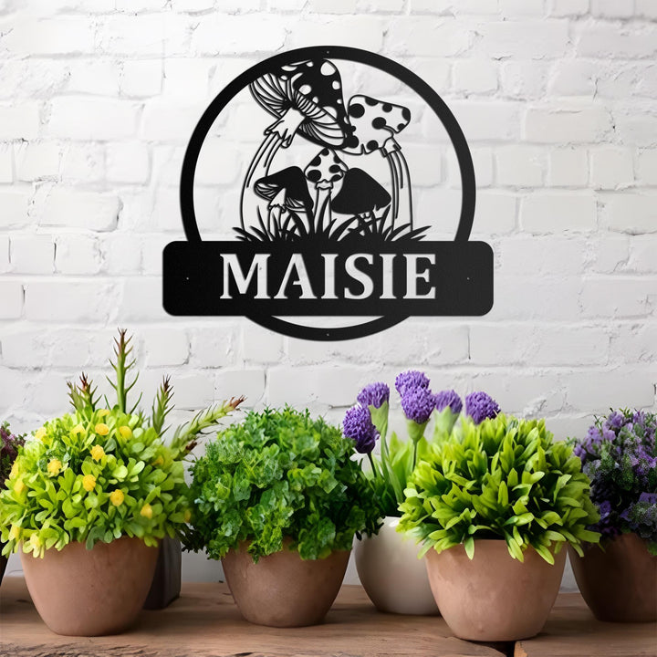 Personalized Mushrooms Monogram Metal Sign Art, Custom Mushrooms Metal Sign, Mushrooms Sign Decoration For Living Room, Led Mushrooms sign