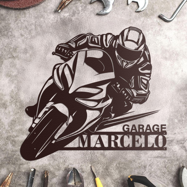 Personalized Motorcycle Racing Metal sign Custom Biker Name Sign Motorcycle Moto GP Sign Birthday Gift Dad Gift Christmas Gift for Biker