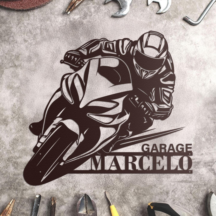 Personalized Motorcycle Racing Metal sign Custom Biker Name Sign Motorcycle Moto GP Sign Birthday Gift Dad Gift Christmas Gift for Biker