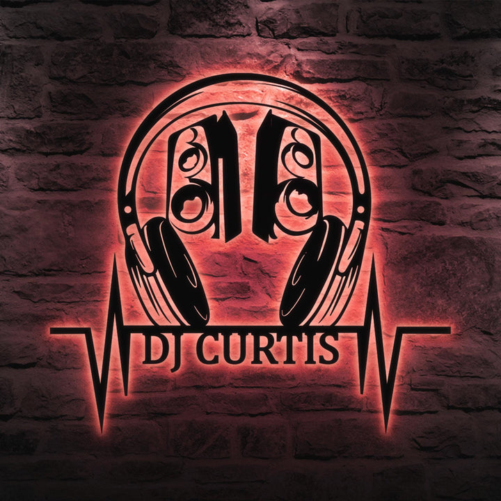 Custom DJ Metal Wall Art LED Light, Custom DJ Player Metal Sign, Gifts for dj, Disc Jockey gift, Music Lovers Gift, Room Decor Gift For Man