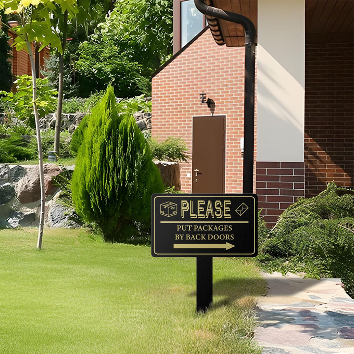 Custom Metal Yard Stake Sign, Personalized Street or Driveway Sign, Leave Package Delivery Note, Garden or Entrance Instruction Plaque