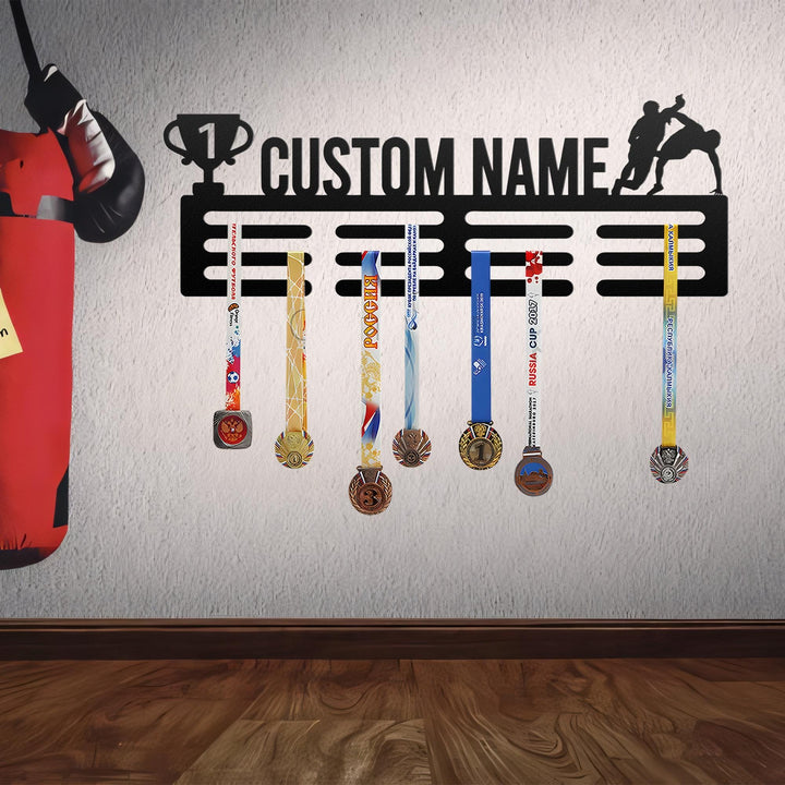 Wrestling Medal Hanger with Led Light, Wrestling Medal Holder Awards Ribbons Display Rack, Sport Medal Holder, Tiered Award Rack Wrestler