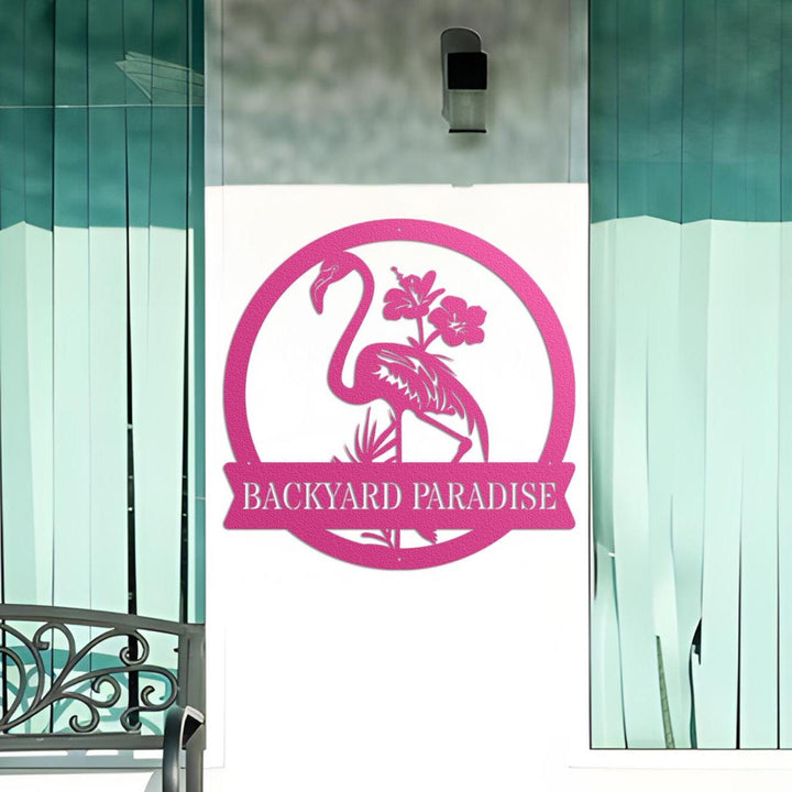 Custom Flamingo Metal Wall Art, Personalized Name Sign for Garden or Deck, Flamingo Bird Decor, Housewarming Gift, Pool or Lounge Accent